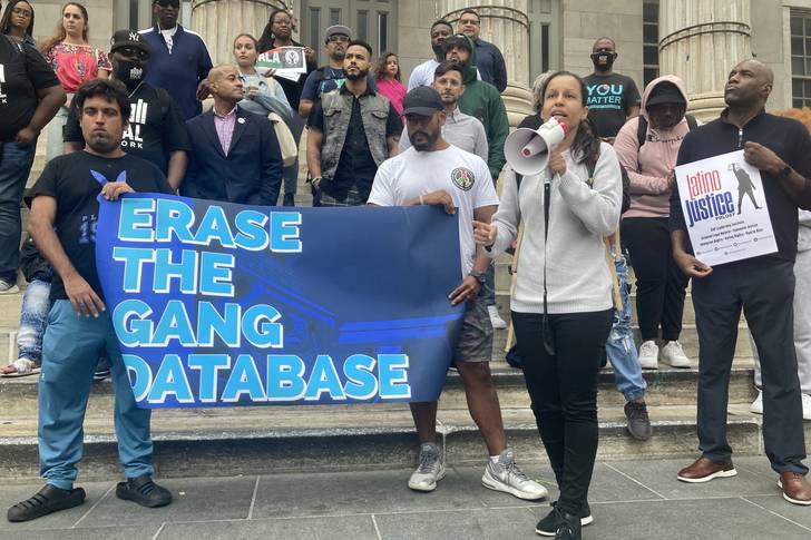 Protesters gather in Brooklyn to urge the end of the NYPD's gang database